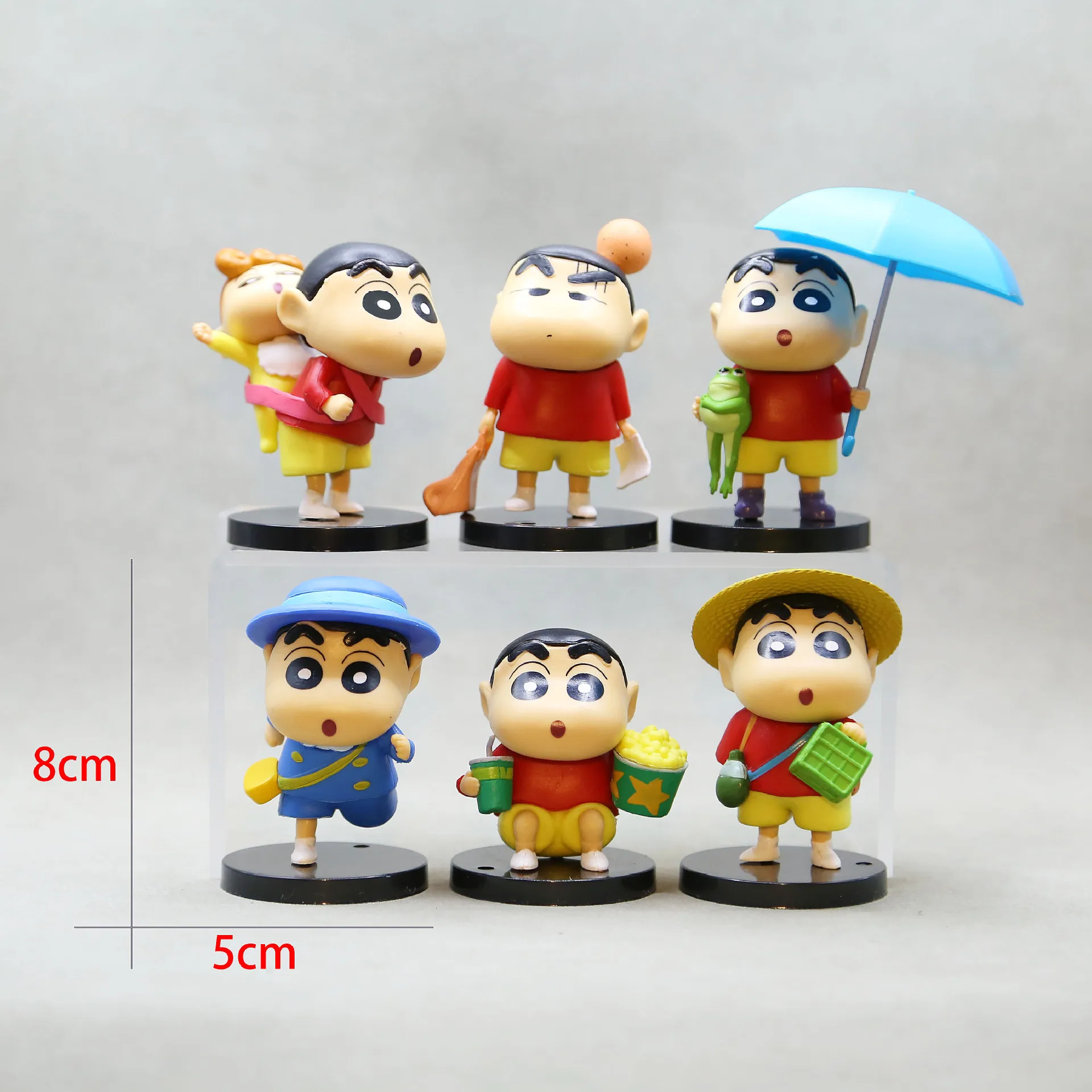 6Pcs Crayon Shin-chan Action Figure Kawaii Anime Tide Play Toys Collection Ornament Pvc GK Model Statue Kids Birghday Gift