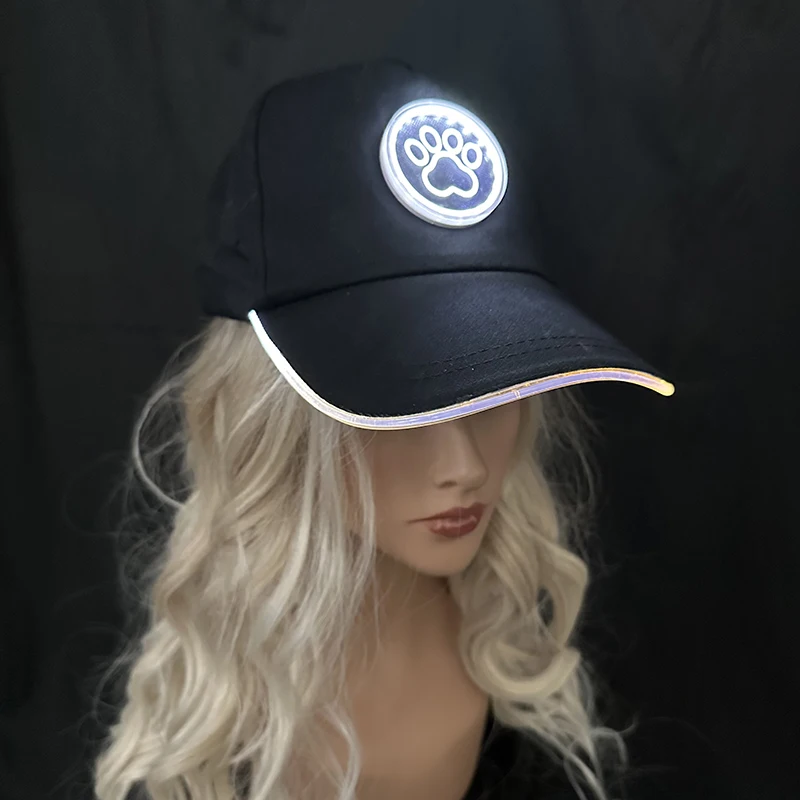 Nowe Czapki z Daszkiem Bejsbolówki Logo Zwierzęca Czapka Fluorescencyjna Czapka Męska Damska Dekoracja Świecąca Czapka Nocna Migająca w Ciemności