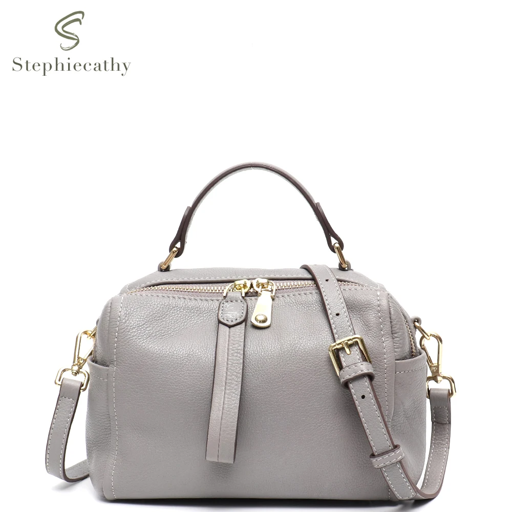 SC 100% Genuine Leather Women HandbagS Fashion Top-Handle Boston Pillow Bag Soft Leather Female Shoulder Bag Women Crossbody Bag