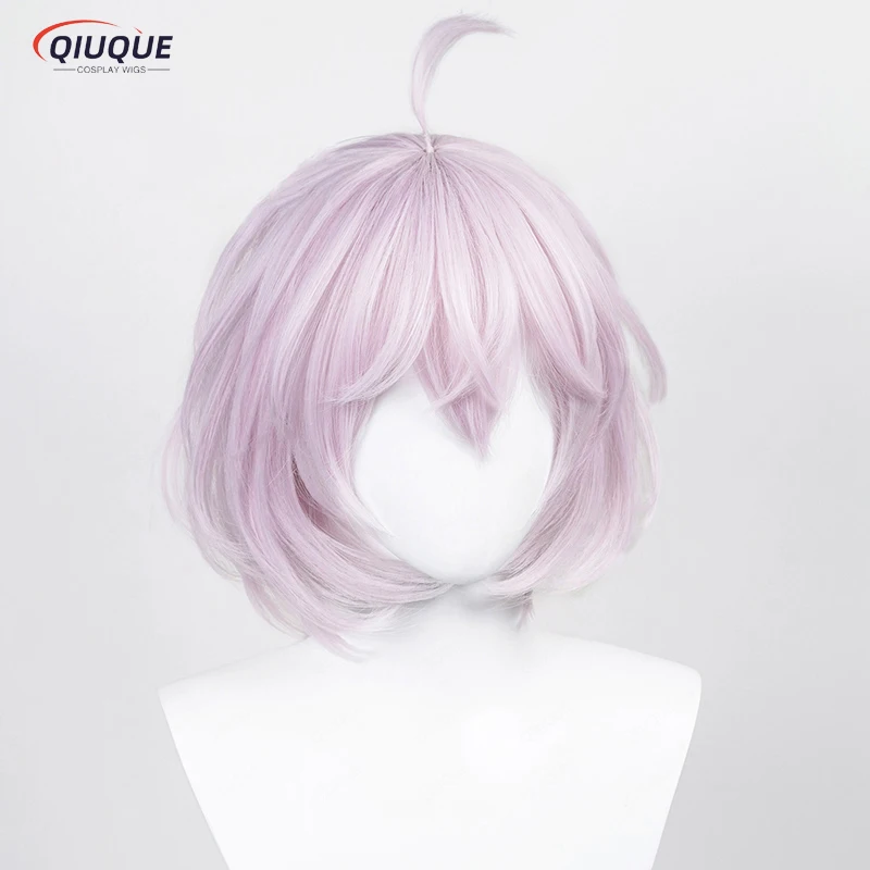 Senju Kawaragi parrucca Cosplay Anime breve viola chiaro rosa resistente al calore capelli sintetici parrucche per feste di Halloween + cappuccio per parrucca