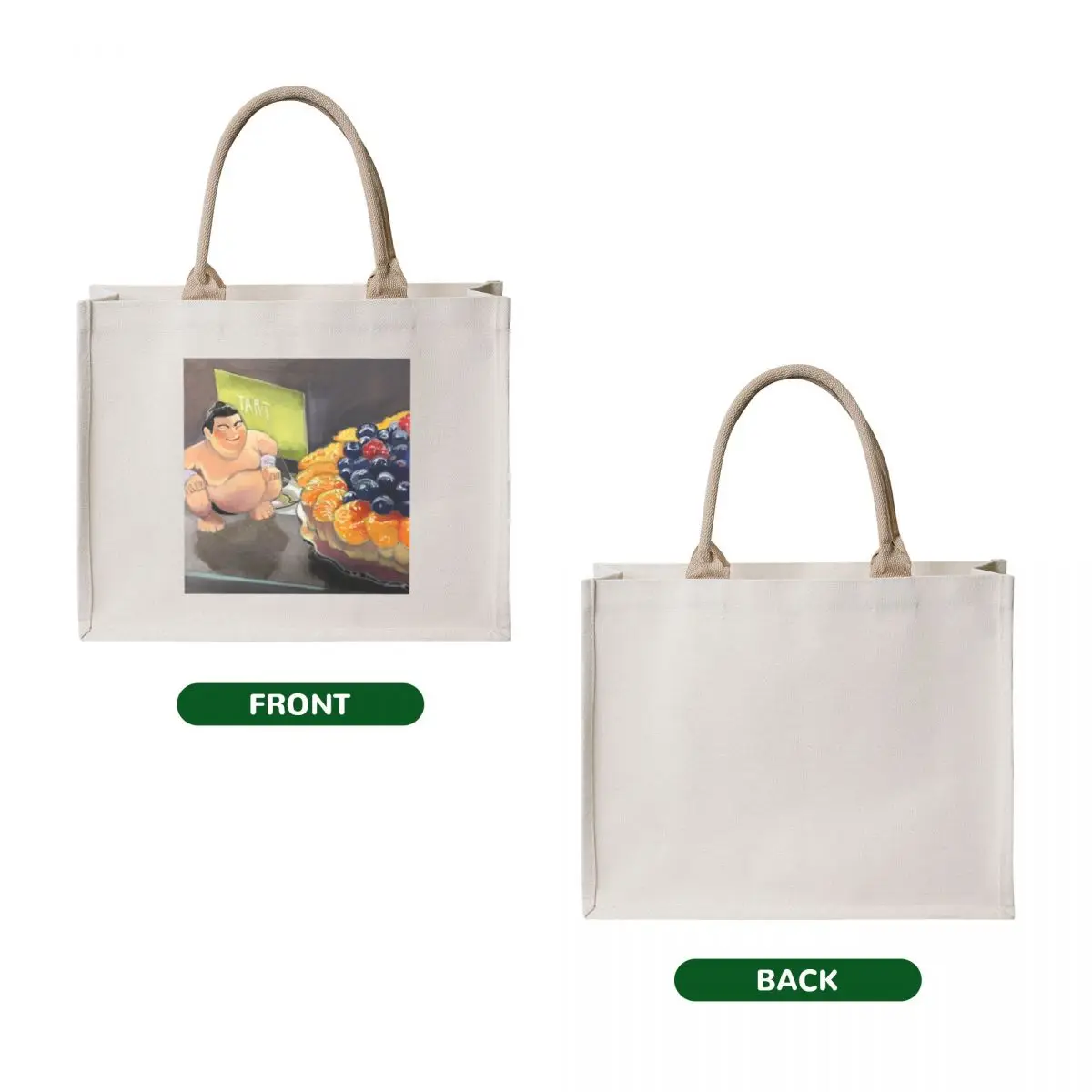Tart: Sumo and Fruit Tart Tote Bag Women bags personalized tote bag Customizable tote bag shopping