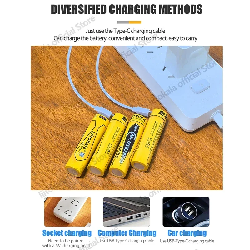 1-24 قطعة LiitoKala USB-18-T35 Type-C شحن 3600 مللي أمبير 18650 3.6 فولت بطارية ليثيوم أيون قابلة للشحن لمصباح يدوي