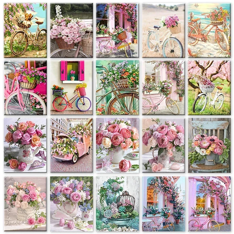 

362479 Frame Painting By Numbers Flower Paint By Numbers On Canvas DIY Paint By Numbers Landscape Home Decor 60x75cm