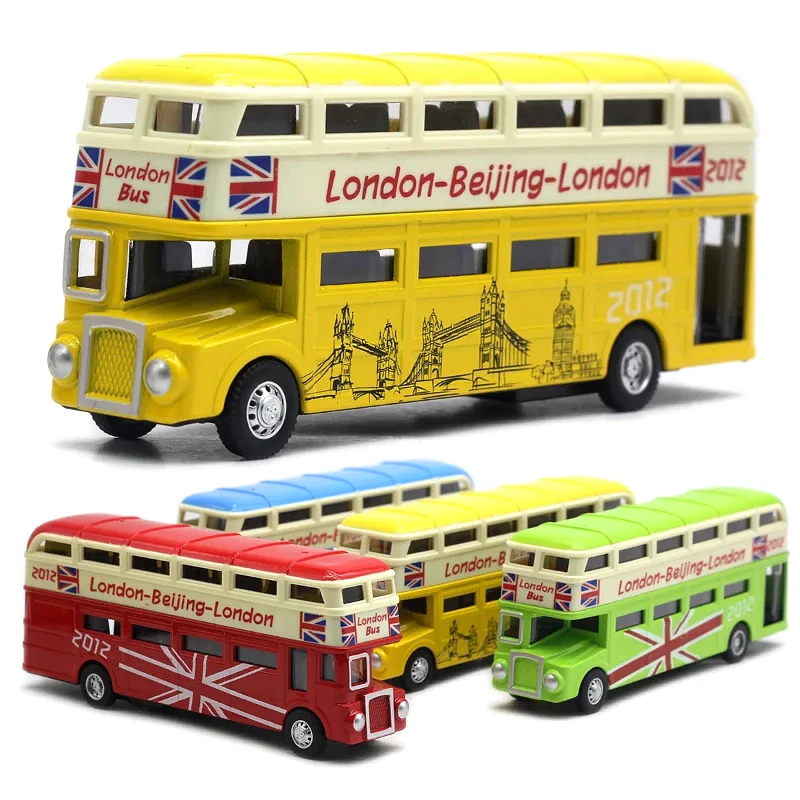 1: 90 London Double decker Bus Alloy Model Open Door Sound and Light Bus Model Hot Selling Toy