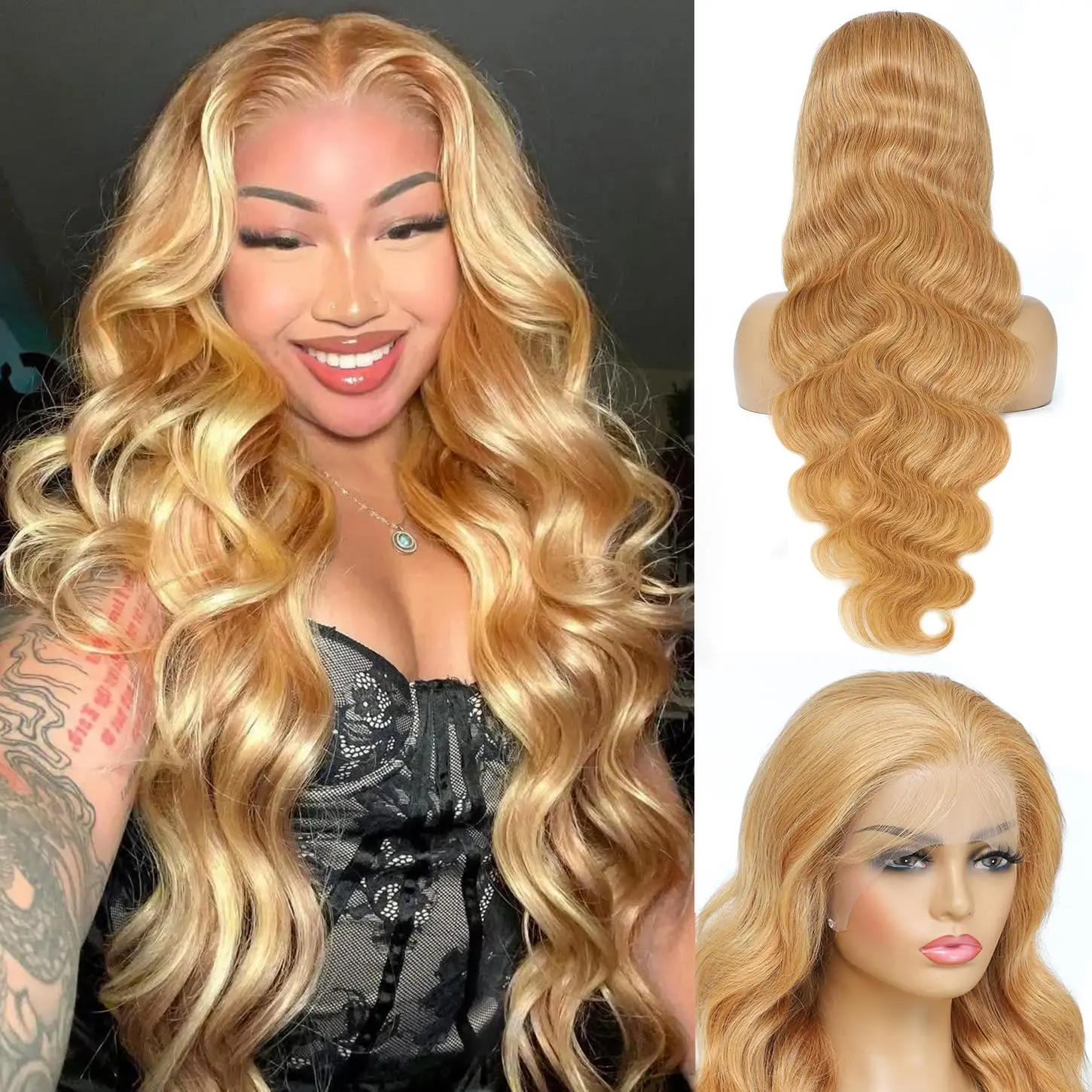 

Honey Blonde Wig Human Hair 13x6 Body Wave Hd Lace Front Wigs Human Hair Pre Plucked 27# Colored Blonde Lace Frontal Wig