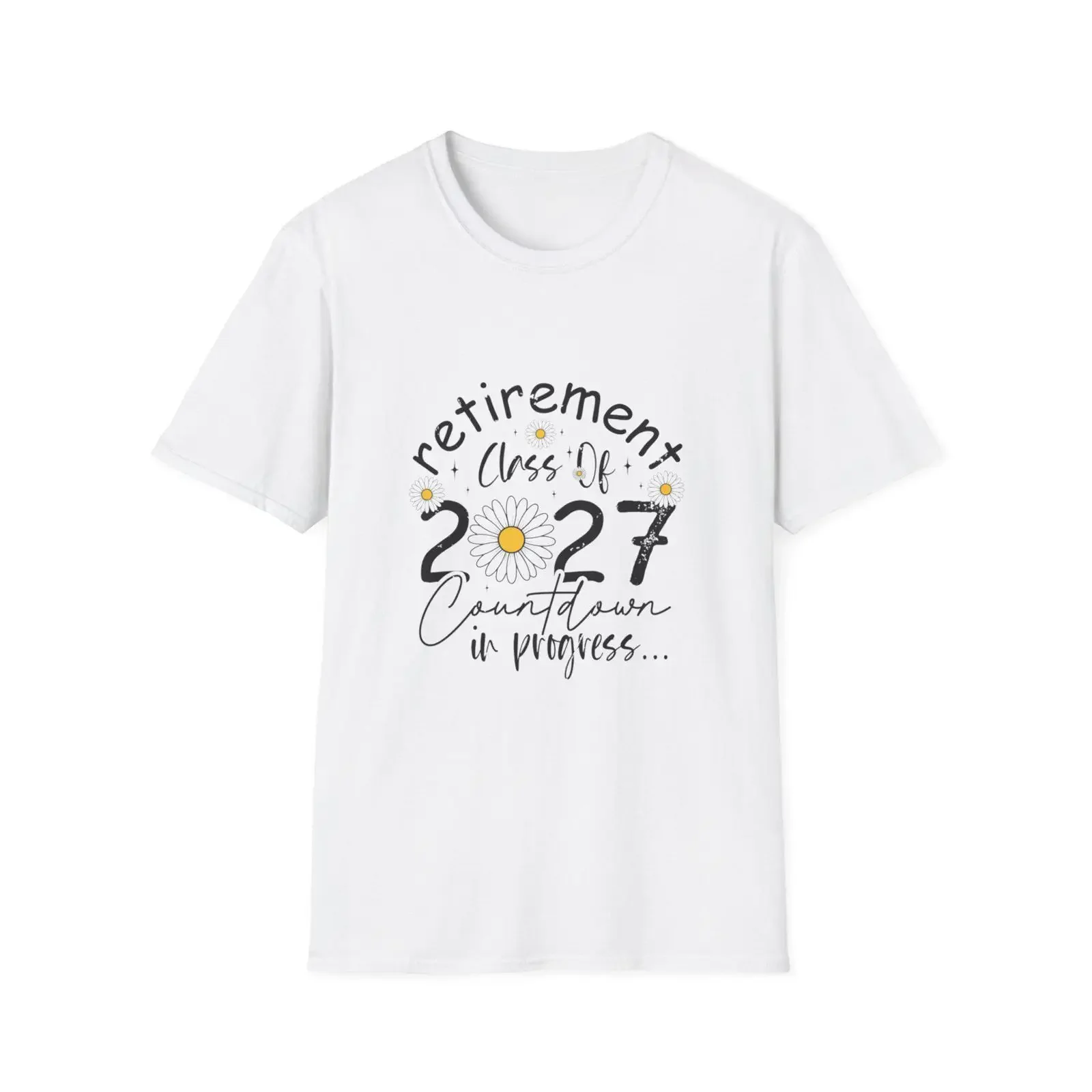 Retirement Class of 2027 T Shirt Daisy Countdown Design vintage Washed Unisex Versatile Casual Breathable Comfortable