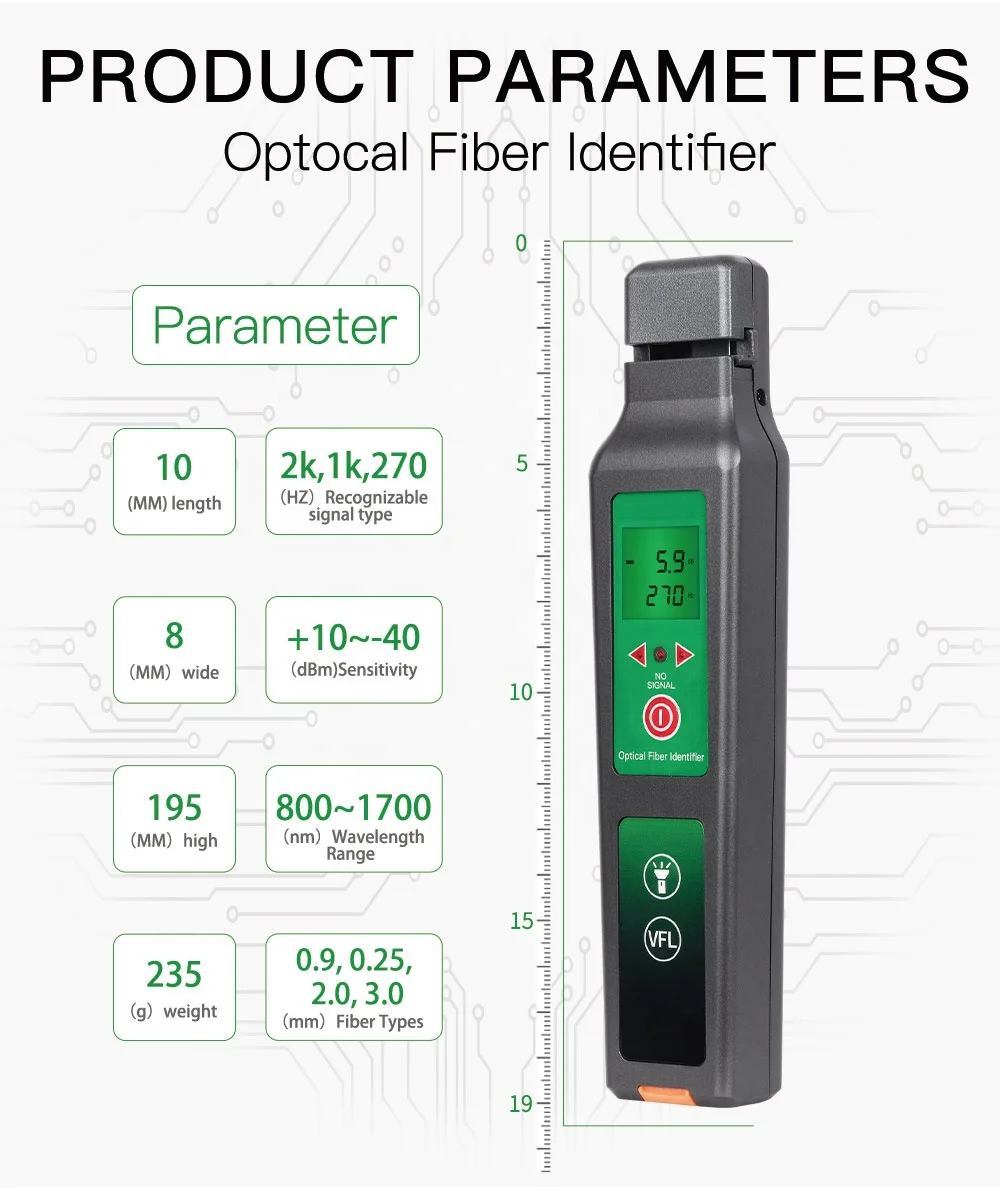 With VFL Fiber Identifier Visual Fault Locator Optical Fiber Identifier Built in 10mw Plastic FB Fiber Test FTTH