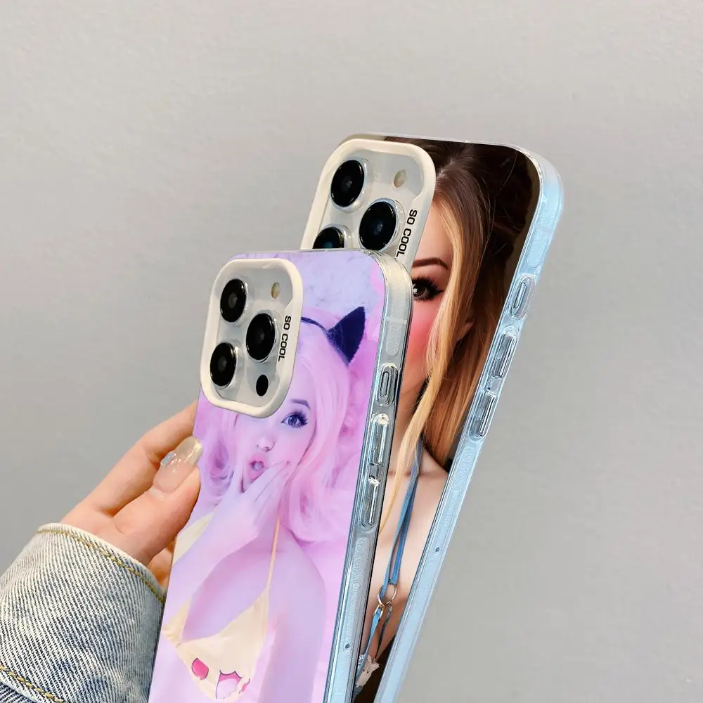 

Чехол Belle Delphine для мобильного телефона для iPhone 17, 16, 15, 14, 13, 12, 11 X XR XS 8 7 Pro Max Plus, полупрозрачный белый чехол, роскошный