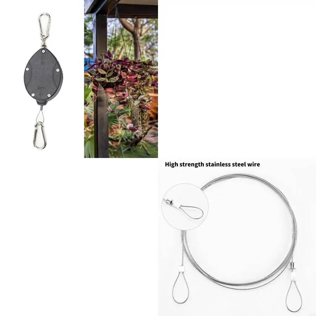 

Retractable Plant Pulley Plant Hooks for Home Use Living Room Balcony or Office Spaces Outdoor Decoration C5AD