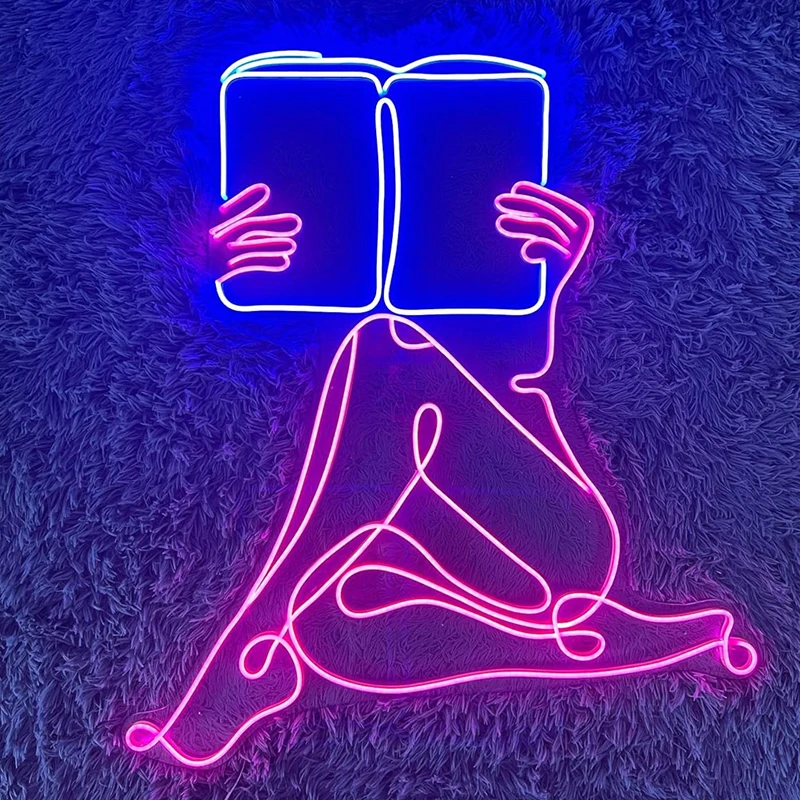 

Woman Reading Book Led Neon Sign Reading Books Light Signs Bedroom Home Wall Decor Custom Neon Lights for Book Lovers Gifts