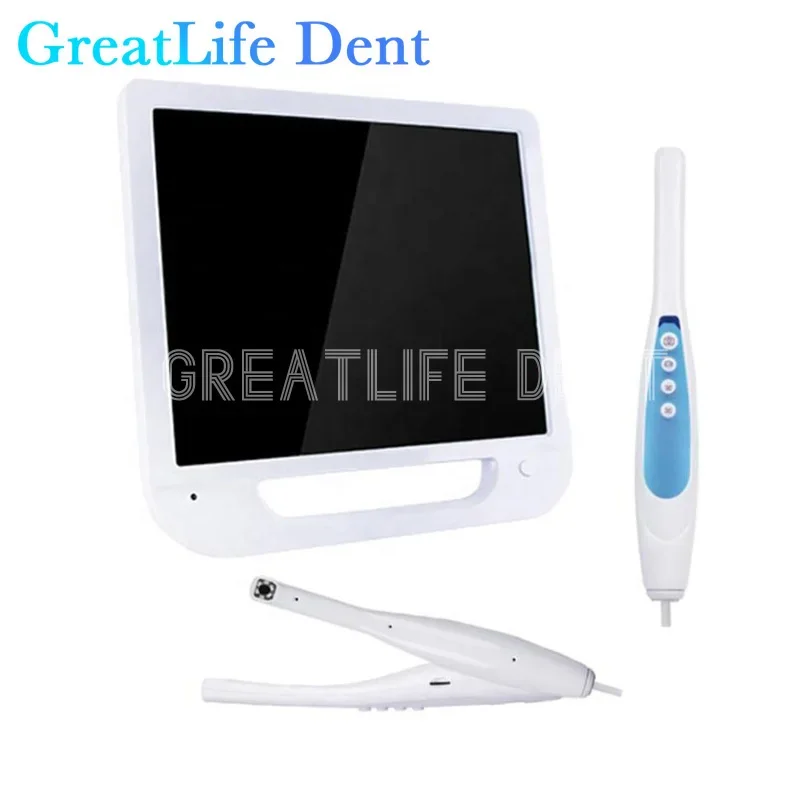 GreatLife-Câmera de Inspeção Intraoral, Endoscópio Intraoral, Monitor para Cadeira Odontológica, Dent 17 Polegada, VGA, 6 LED