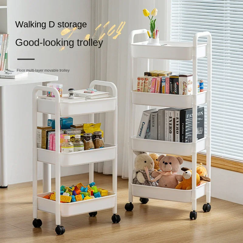 

3/4 Tier Rolling Cart Storage Shelf Large Capacity Movable Gap Storage Rack Kitchen Bathroom Organizer Snack Cosmetic Holder