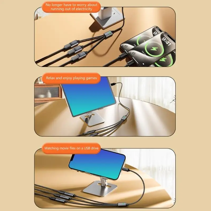 652F USB 2.0 Data Transfer Cable Supporting OTG USB to 3 Female for Synchronizing Keyboards and Flash Drive