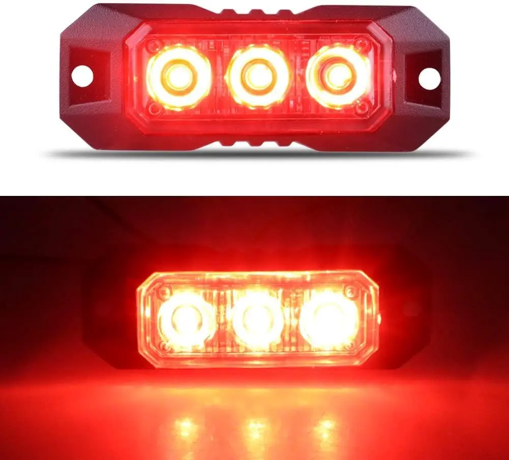 3 LED Flashing Strobe Lights for Truck Car Vehicle LED Mini Grille  Head Emergency Beacon Hazard Warning Lights has Sync Feature