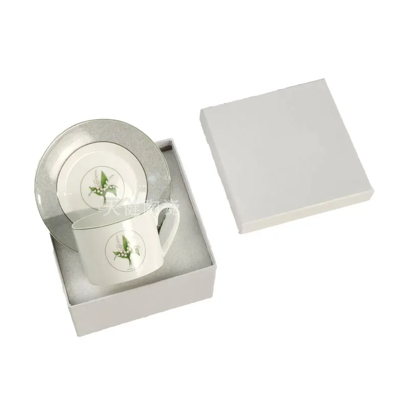 Lily Series Bone China Coffee Cup and Saucer Ceramic Afternoon Tea Household Water Cup Tea Set Cup Gift Box Espresso Cups