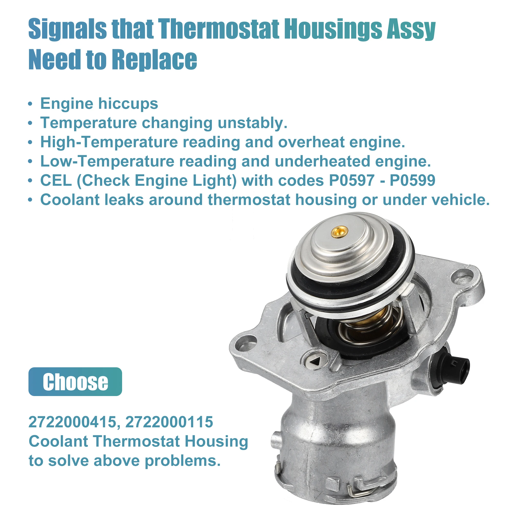 X Autohaux 2722000115 مجموعة مبيت منظم حرارة مبرد المحرك لمرسيدس بنز