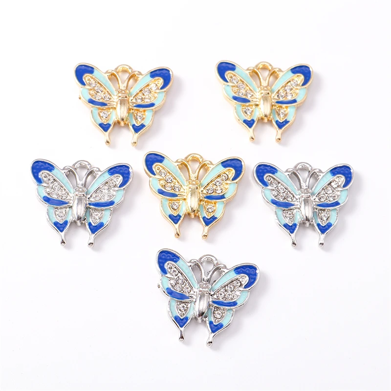 

Duarte 20Pcs/Lot Cute Crystal Metal Flying Butterfly Charms Pendants for Jewelry Making Necklaces Earrings DIY Crafts Supplies