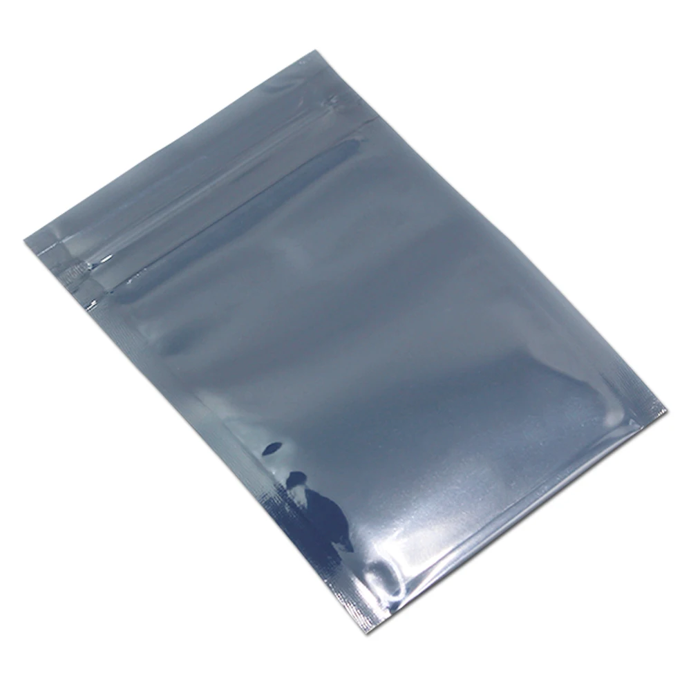 100Pcs Silver Gray Zip Lock Antistatic Bag ESD Resealable Reusable Self Seal Electronic Mainboard USB Cable Storage Pouches