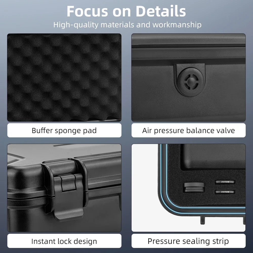 BRDRC Pocket 3 Waterproof Hard Case Portable Carrying Storage for DJI Osmo Pocket 3 Accessories Combo Suitcase With Hand Strap