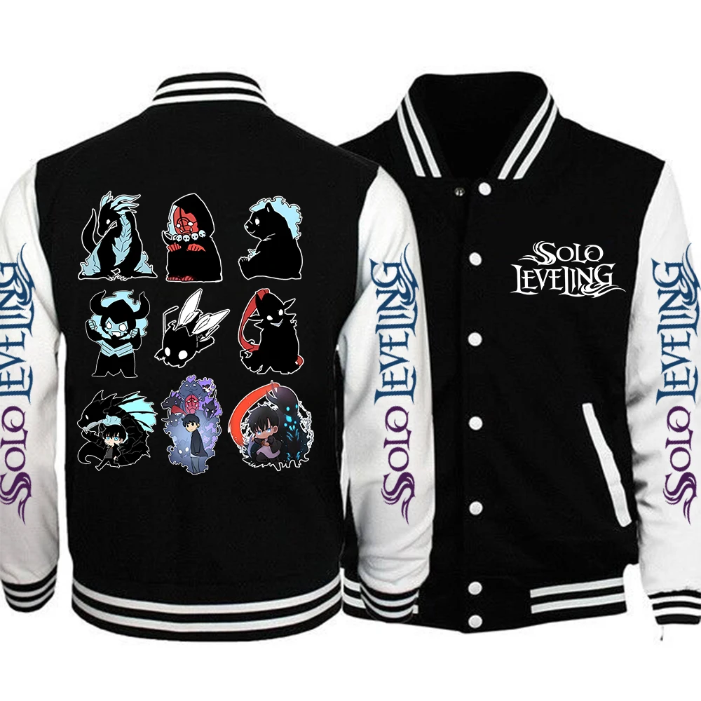 

Anime Solo Leveling 2025 Print Baseball Uniform Jacket Women Men Baseball Jacket Harajuku