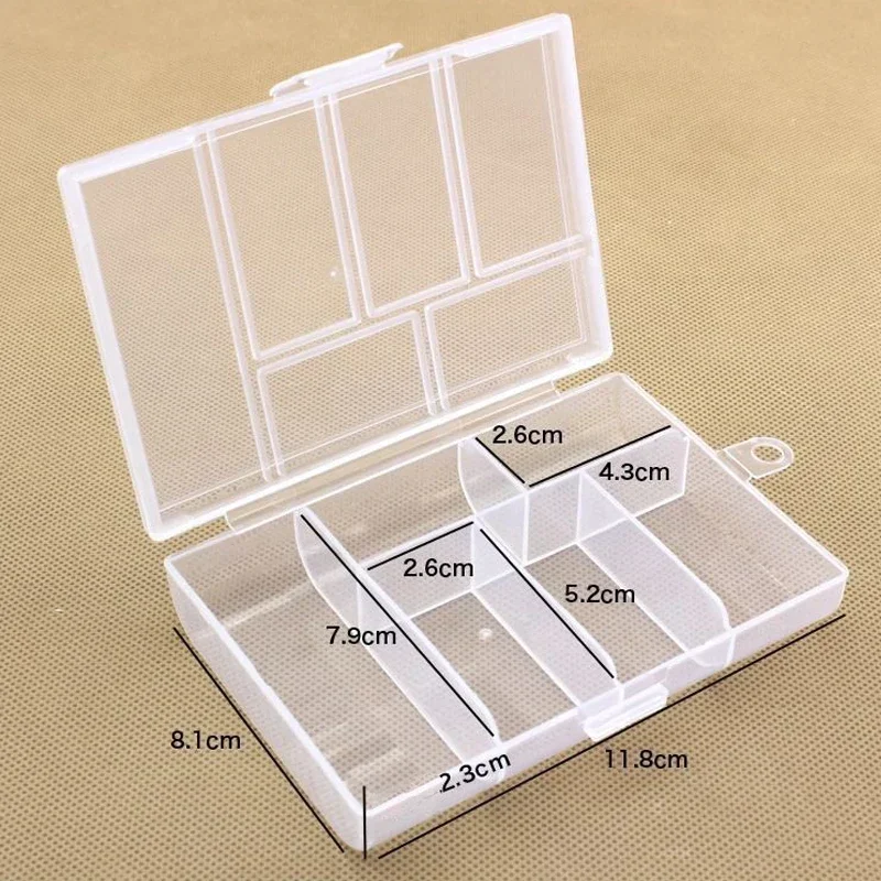 1PC 6 Grid Plastic Tool Box Transparent Storage Boxes For Jewelry Jade Electronic Components Parts Classification Container