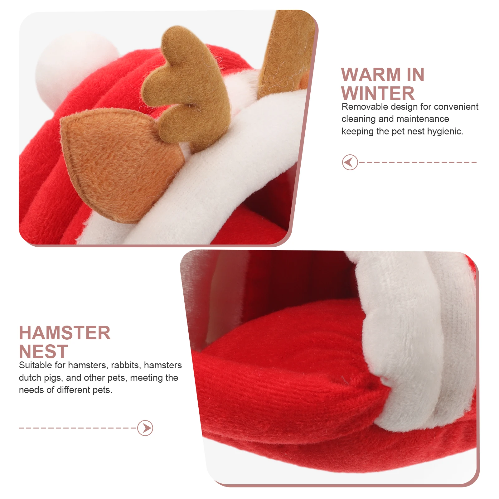 

Lovely Warm Hamster Hut PP Cotton Nest Bed Small Pet House Cute Deer Design Durable Comfortable Easy Clean for Hamsters Rabbits