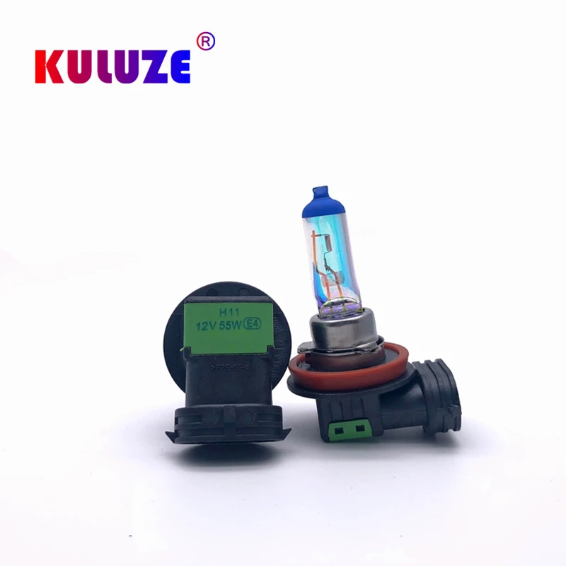 

2Pcs H11 Rainbow Blue Plasma PGJ9-2 Car Quartz 12V55W Halogen Bulb Fog Lamp Automobile Headlamp