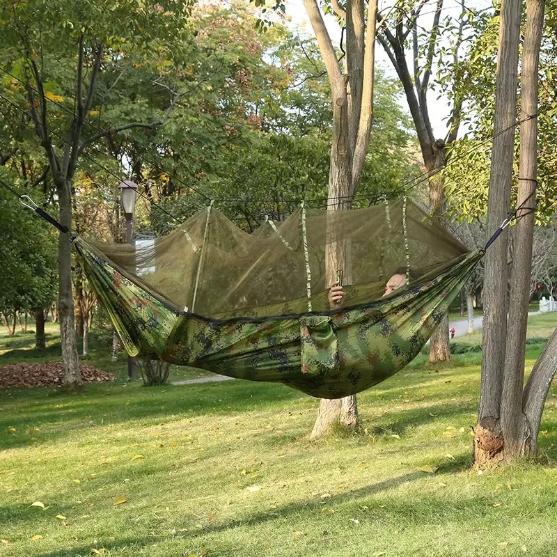 

Wholesale Hammock With Mosquito Net 2 Person Hammock Bed Camping Lightweight 3 Point Tree Camouflage Hammock Tent