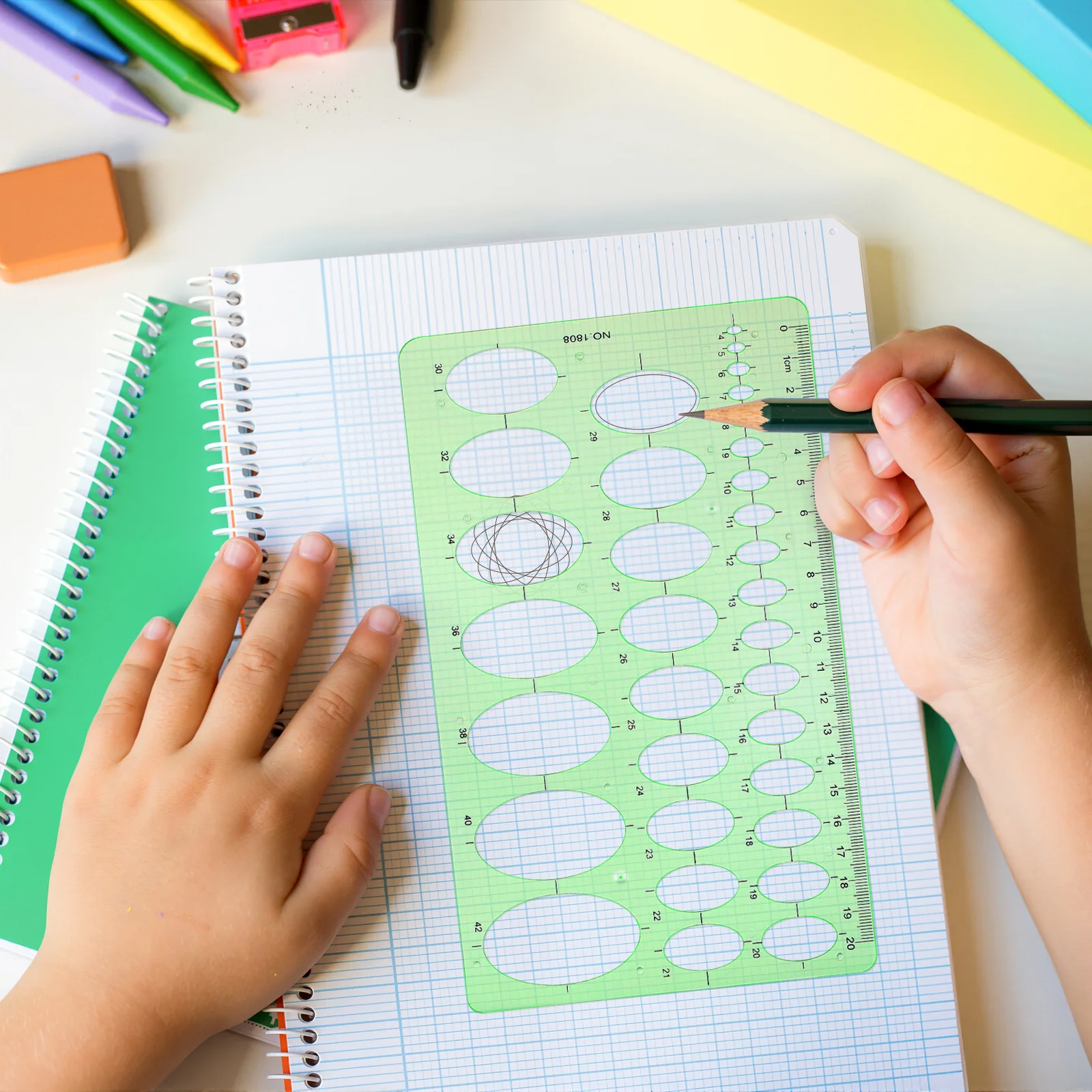 

3Pcs Drawing Templates Set Multi-Shape Geometric Rulers Transparent ABS Plastic Measuring Drafting Tools for School Office