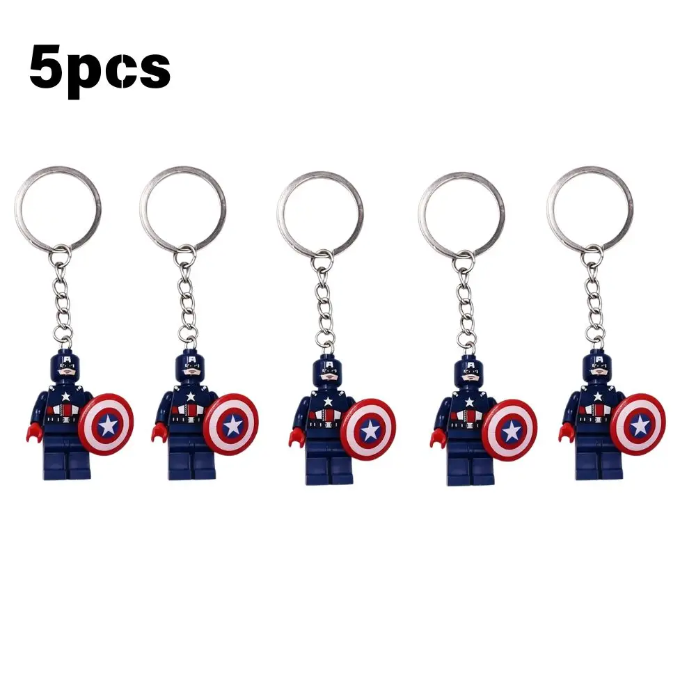 Kawaii Spider‑Man Iron‑Man Building Block Keychain Mini Action Figure Backpack Pendant Car Interior Ornament Cartoon Collectible view 5