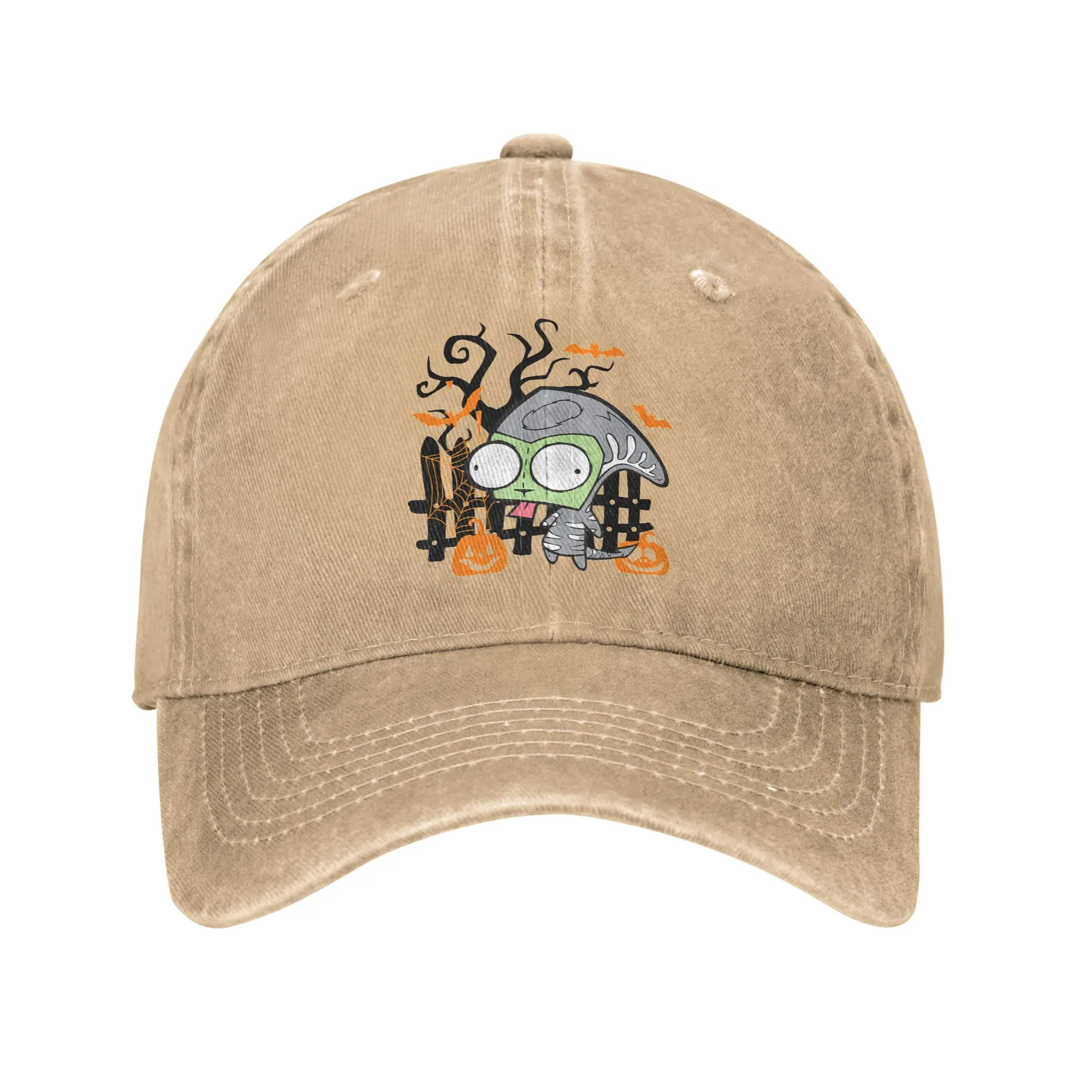Invaders Zim Gir Halloween Pumpkin Baseball Cap Vintage Distressed Denim Snapback Cap for Men Women Summer Adjustable Hats Cap