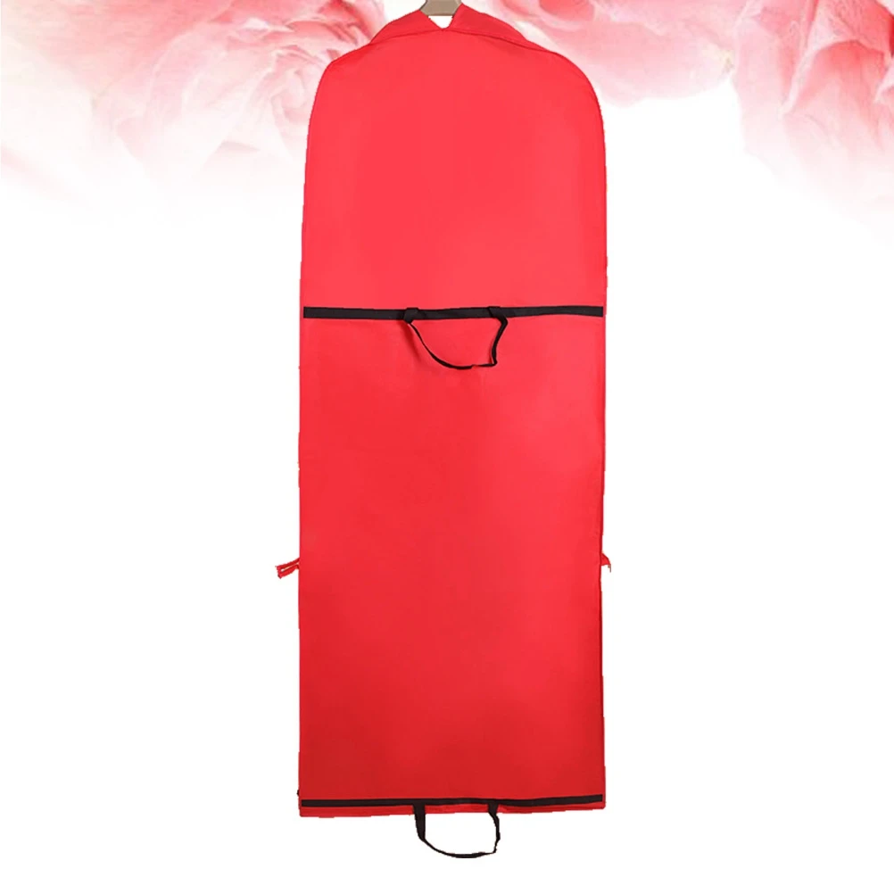 

180Cm Red Foldable Garment Cover Zipper Closure Dust Proof Anti Static Water Resistant Clothes Protector Bag Wedding Dress