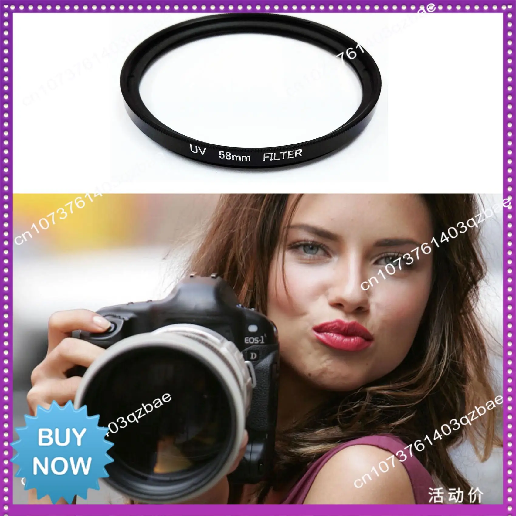 Hot Ltem UV Filter 58Mm Lens Protection For Camera Filter EOS 500D 1000D,Black