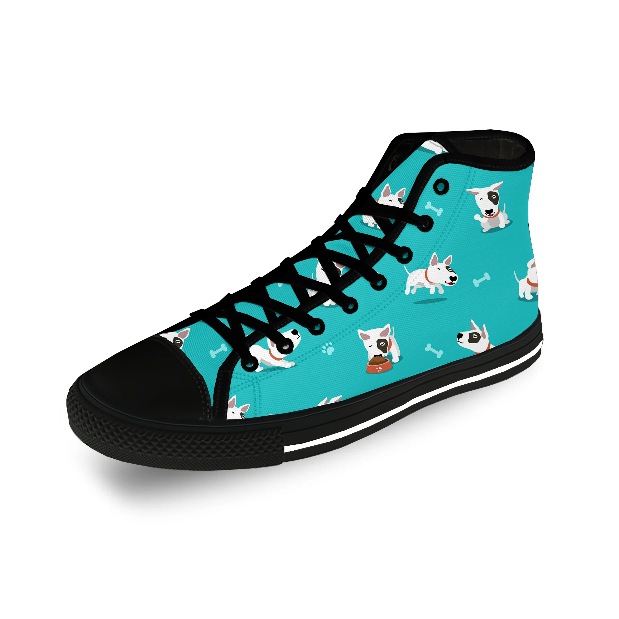 Animal Bull Terrier Cartoon Dog Casual Cloth Fashion 3D Print High Top Canvas Shoes Men Women Lightweight Breathable Sneakers