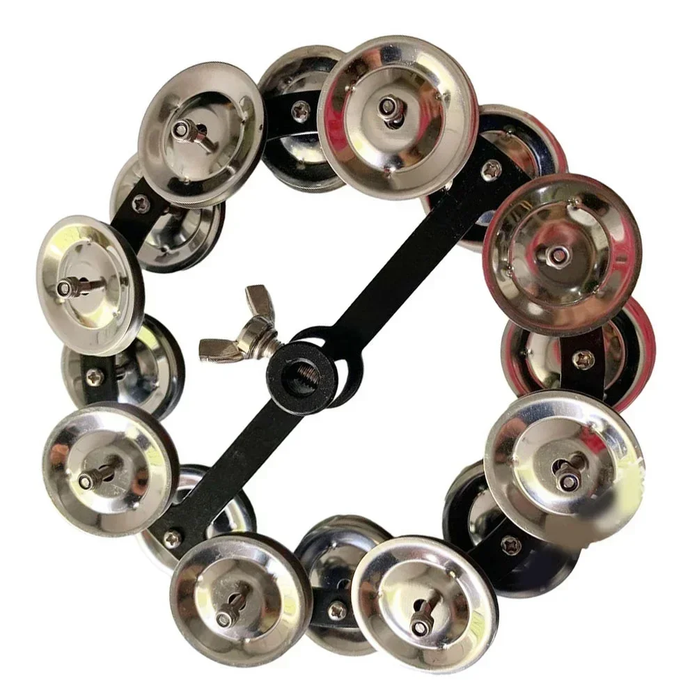 Professional Hi hat Tambourine for Drums  Secure Mounting  Iron and Steel Material  Black Frame  3 5cm Bell Plate Diameter