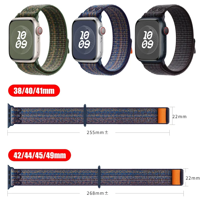 Nylon Loop Strap for apple watch band 44mm 40mm 45mm 41mm 46 42mm 49mm 44 45 mm bracelet iWatch series Ultra 2 10 9 SE 7 6 5 4 image 6