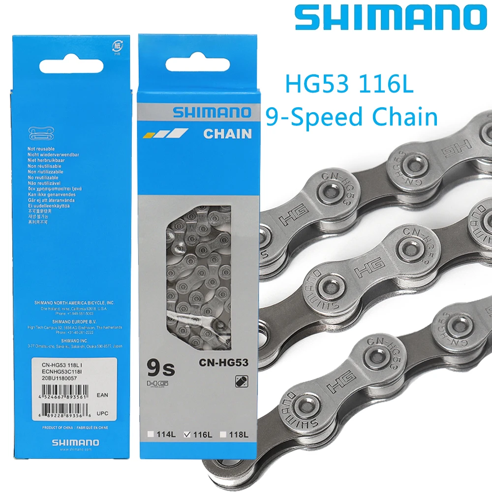 SHIMANO CN HG53 9 Speed Bicycle Chain 116L Links Super Narrow HYPERGLIDE Chain for Mountain Bike Original Parts