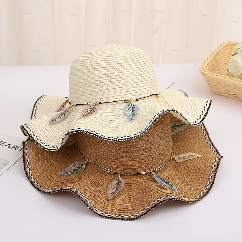 DONGYUN001 New summer floppy wide brim sun hat Women Straw hat Cap Outdoor holiday Lady beach Casual floral Panama hat