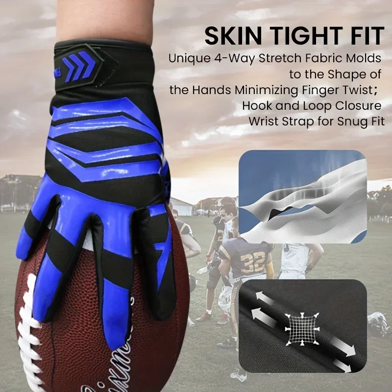 Football Gloves Adult Upgraded Silicone High Slip Grip Flexible Lightweight Receiver Gloves Adult Size Men Women