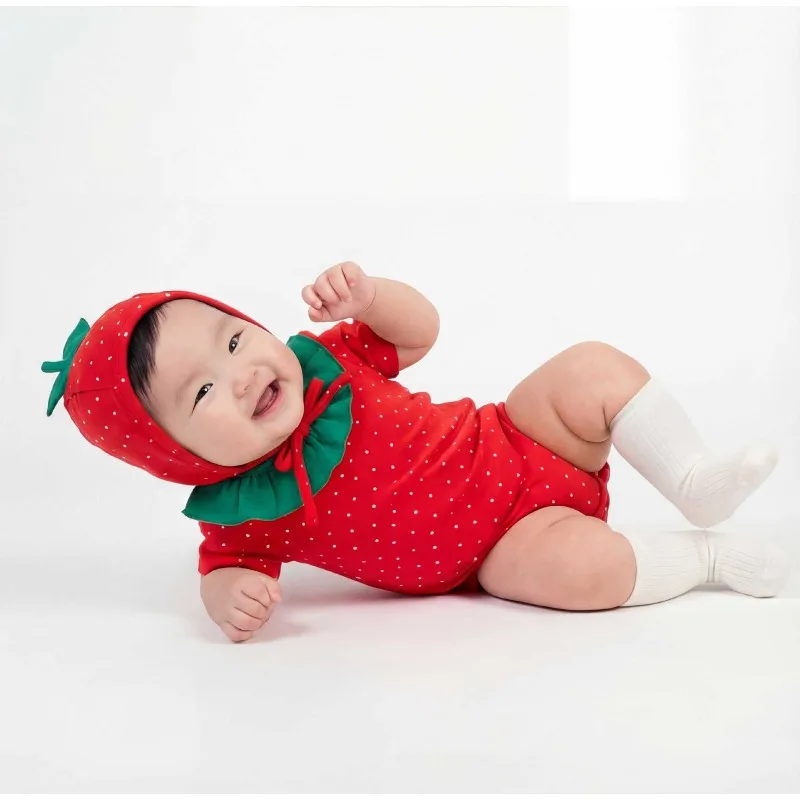 Newborn Clothes 2026 Summer New Baby Jumpsuit Strawberry Climbing Suit Baby Cute Cartoon Fruit Rompers
