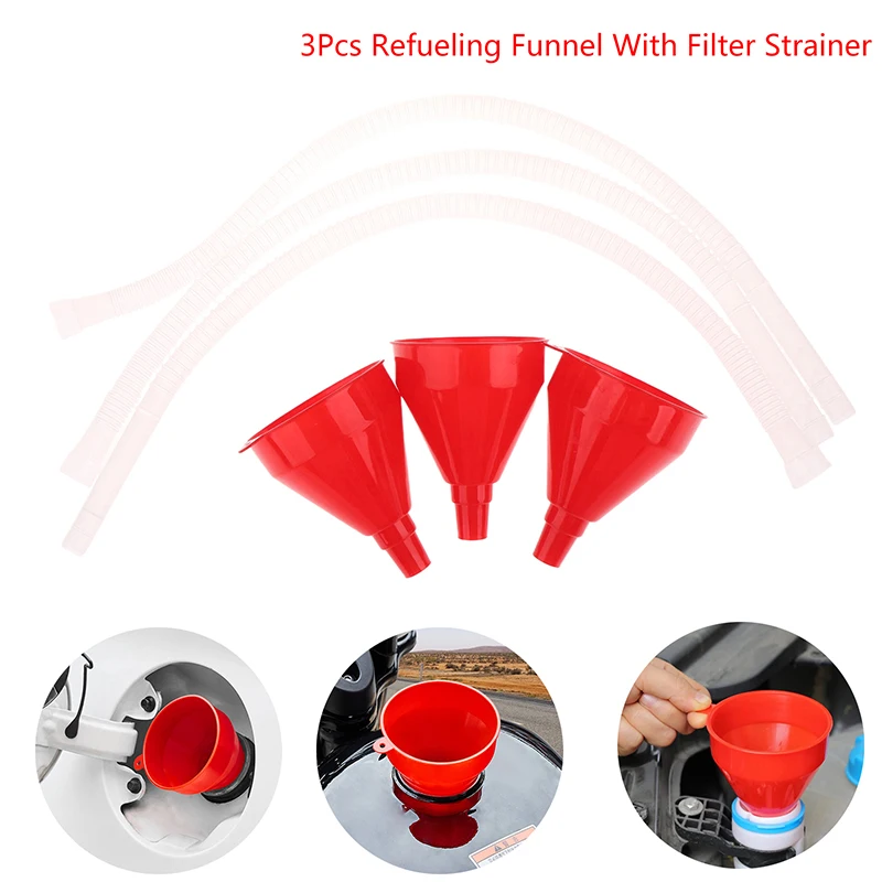 

3pcs Refueling Funnel Telescopic Filling Funnels Car Motorcycle Engine Gasoline Oil Funnels