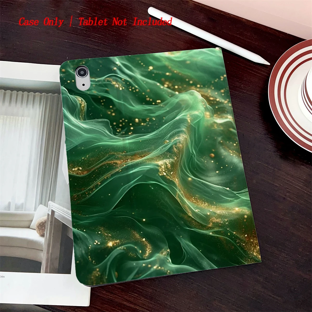 

8 Fresh Style Printed iPad Case, 360° Rotating Stand & Pen Slot,Book Style, Auto Sleep/Wake, Compatible with Various Apple iPads