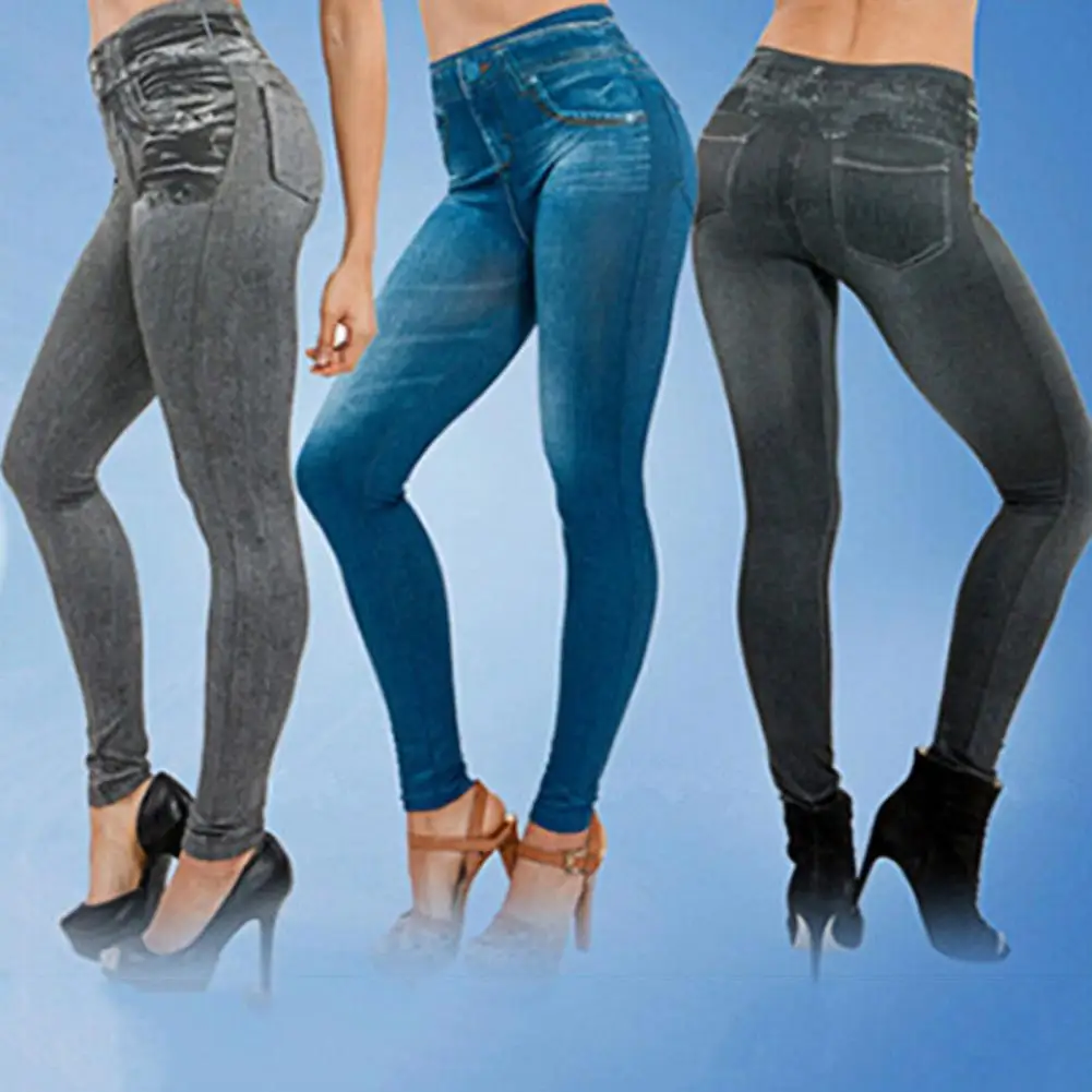 Pantalon en Polyester extensible pour femmes, Excellent, moderne, élégant, faux Jeans, bas pour salon