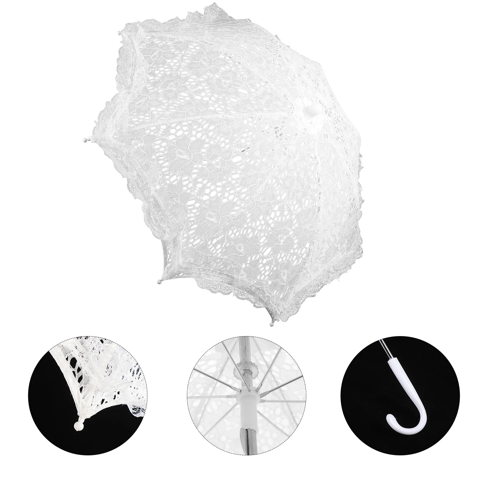 

Umbrella Small Compact Prop for Kids Lace Ornament Transparent Miniature Steel Bride