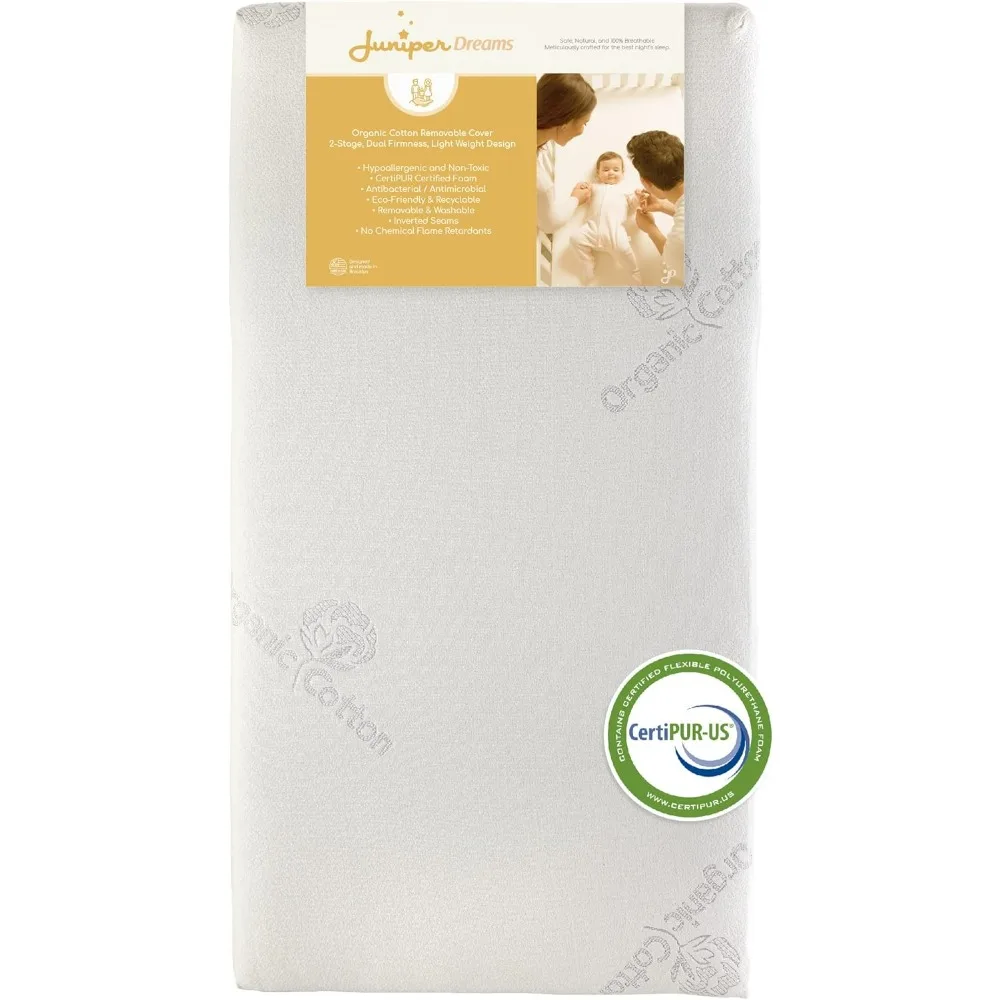 Certifirm Foam Baby Crib Mattress in a Box 2-Stage Dual Firmness for Infant to Toddler Years Hypoallergenic and Water-Repellent