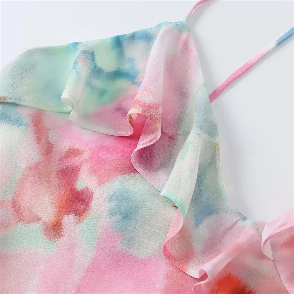 New Women's Fashion Casual Printed Sleeveless Style Strap Dress