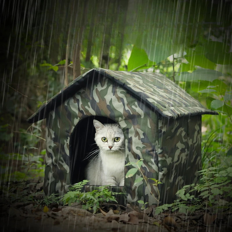 

Outdoor Cat House Winter Cold Shelter Waterproof Sun Proof Durable Foldable Outdoor Tent, Stray Cats Shelter Pet Houses