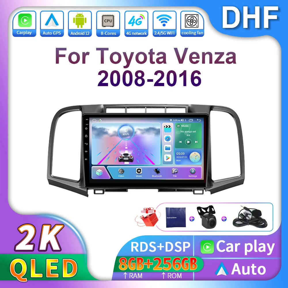 

Автомобильный радиоприемник DHF 2 din Android 13 для Toyota Venza 2008 - 2016 мультимедийный видеоплеер стерео 4G GPS Навигация стерео Авто CarPlay