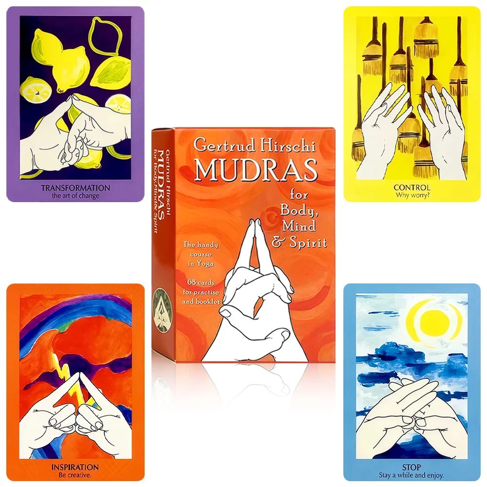 

68Pcs Mudras Yoga Cards Set(10.3x7.5cm) Hand Gesture Guidance Oracle Cards Meditation Healing Board Game for Family Party