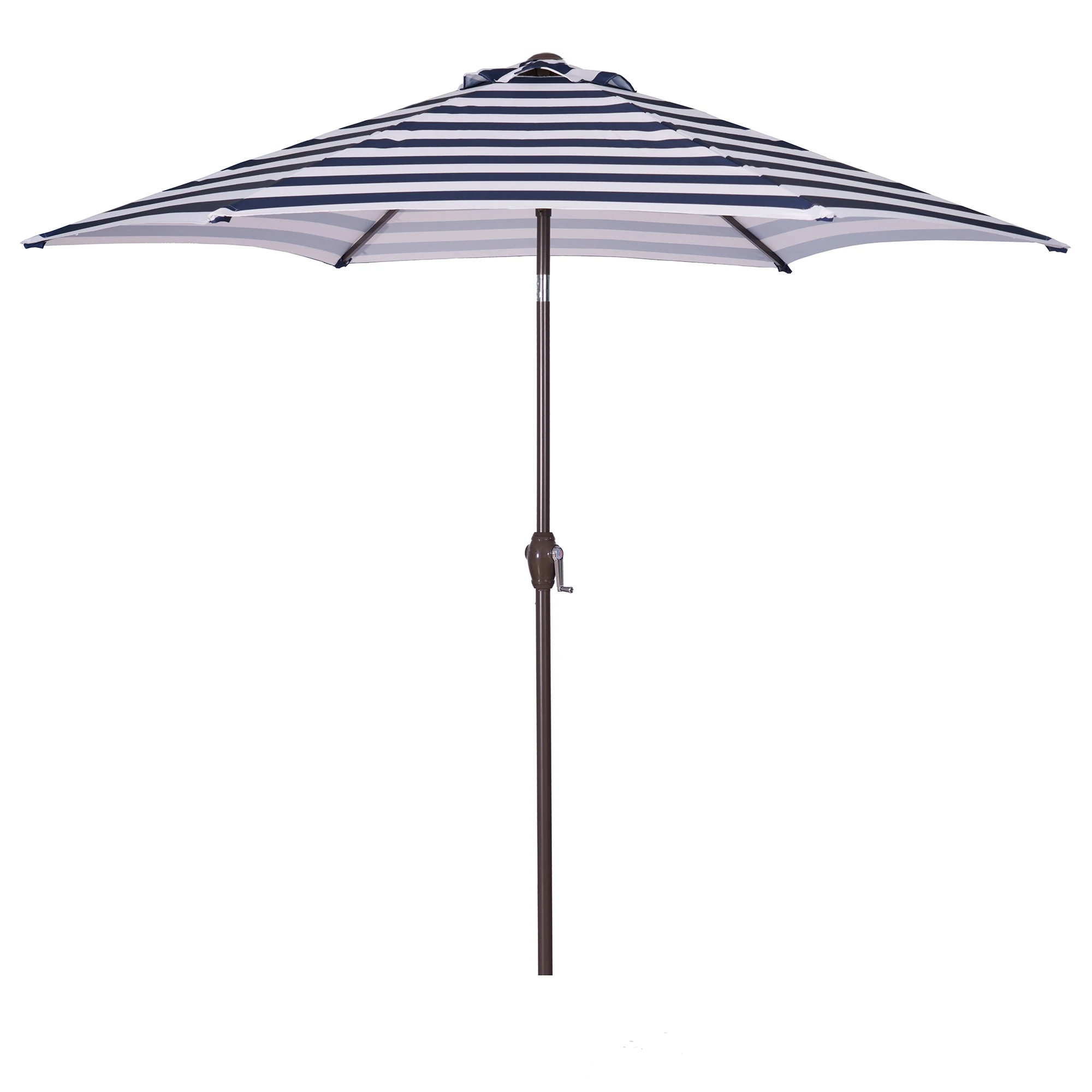 

Outdoor Patio 8.6-Feet Market Table Umbrella with Push Button Tilt and Crank, Blue White Stripes[Umbrella Base is not Included]